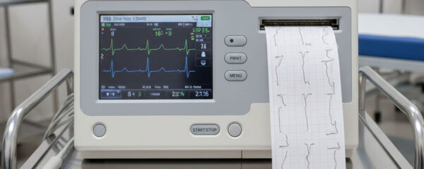 A thermal printer mechanism in an ECG device