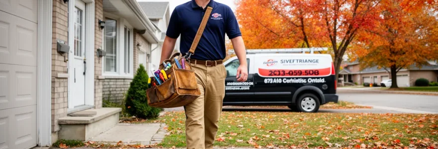 Professional plumber arriving at Guelph residential home for repair service